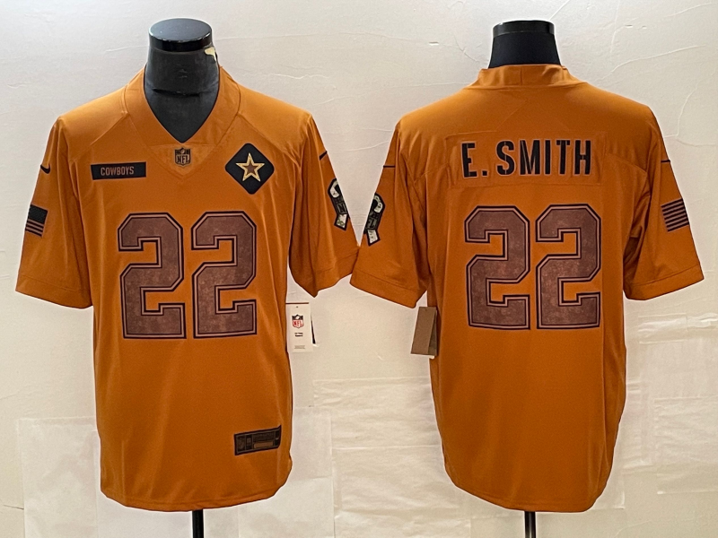 Men's Dallas Cowboys Emmitt Smith #22 Brown 2023 Salute To Service Retired Limited Jersey